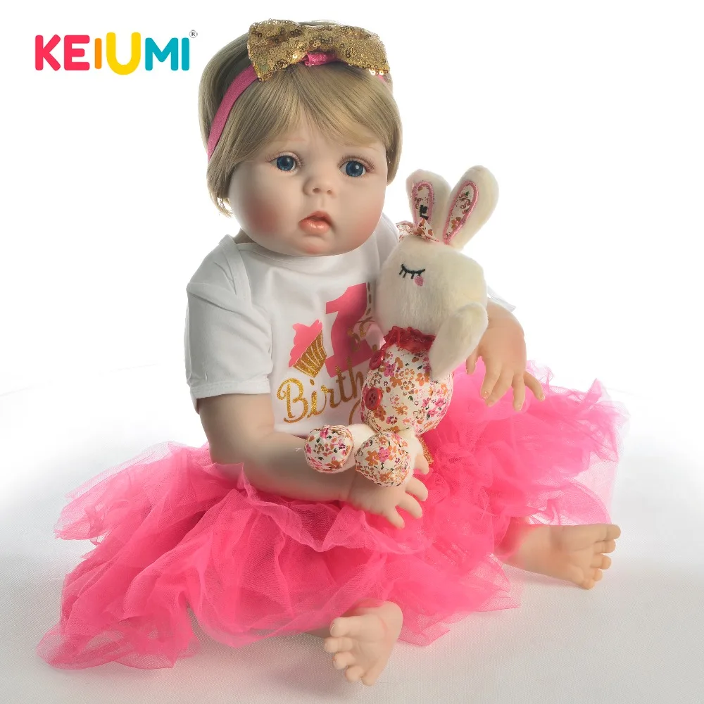

KEIUMI 23 Inch Real Reborn Baby Dolls Adorable Lifelike Toddler Bonecas Menina With Full Silicone Surprise For Christmas Gift