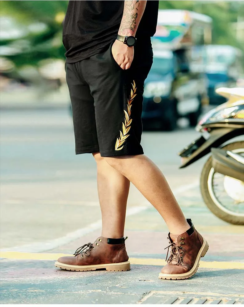 Популярные мужские летние модные хлопковые шорты до колен с вышивкой Мужская свободная повседневная одежда черного цвета, большого размера, xxxxxxxl 7xl