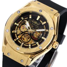 WINNER Men Watches 3 Dial Golden Metal Series Top Luxury Brand Automatic Watch Luxury Brand Mechanical Skeleton Male Wrist Watch