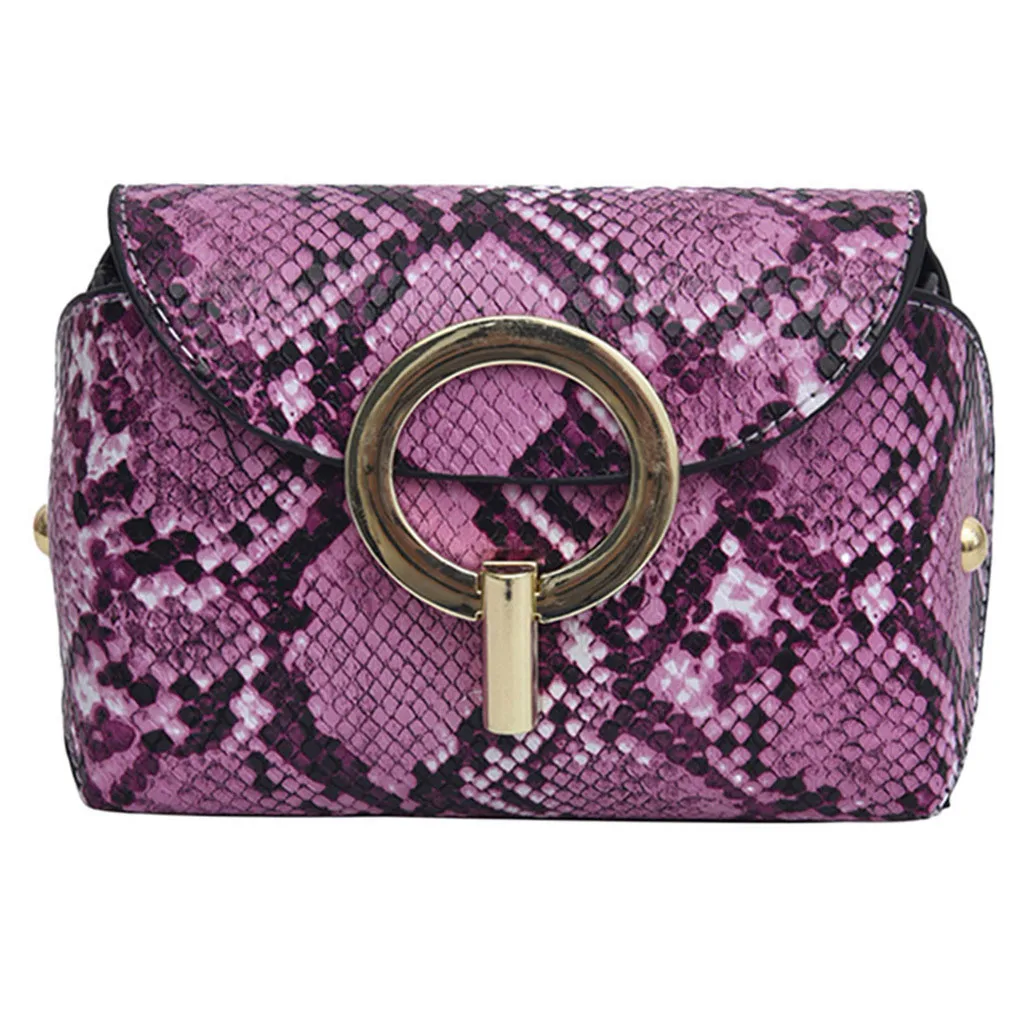 Женская мода Открытый Hasp Универсальный Змеиный узор Тип сумка мессенджер грудь талия телефон сумка отличный подарок Горячая Apr 16 - Цвет: Purple