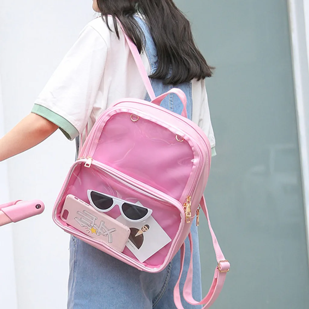 Милые прозрачные женские рюкзаки ПВХ желеобразного цвета, школьные сумки, модные сумки для девочек-подростков, школьные рюкзаки# N3