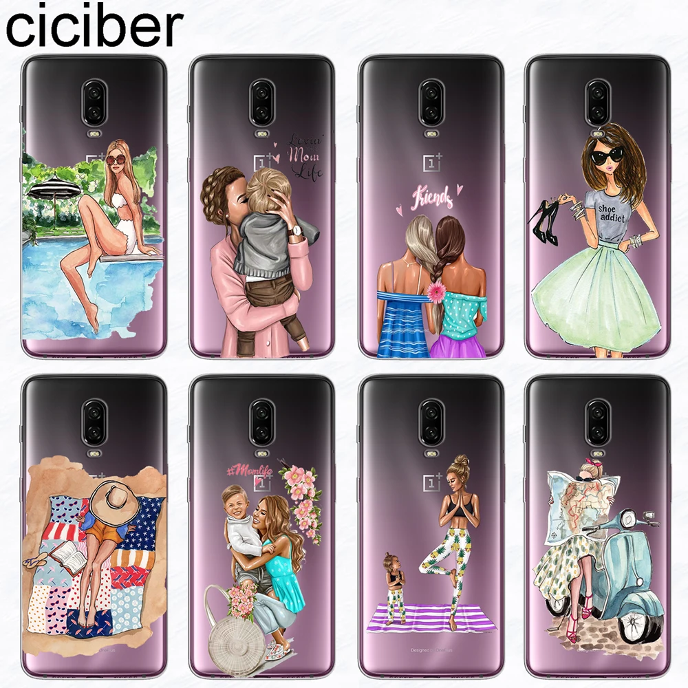 

ciciber Fashion Girl Super Mam Phone Case for Oneplus 6T 6 5T 5 Clear Soft Silicone TPU Cover for 1+ 6T 6 5T 5 Coque Funda Capa