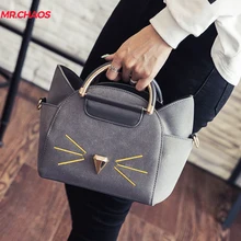 Для женщин мешок милый кот Сумки крыло Форма плеча Crossbody Bolsas Femininas Cat сумка для девочек-подростков сумка-мессенджер