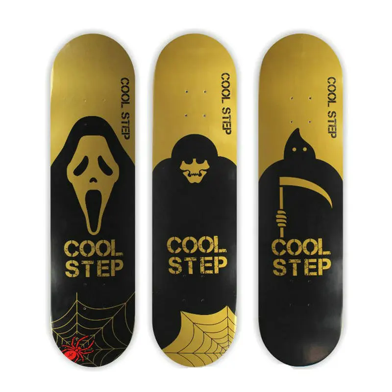 31*8in Gold Skateboard Decks Canadian Maple Double Rocker Skateboard