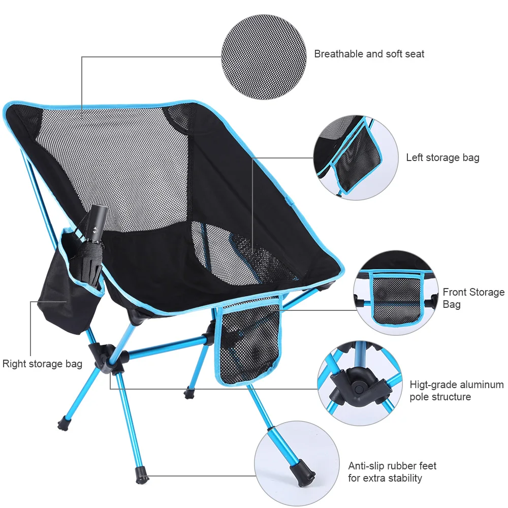 Портативный легкий складной стул для пикника сиденье для уличный для прогулок и рыбалки Досуг кресло для пикника, пляжа барбекю складной стул