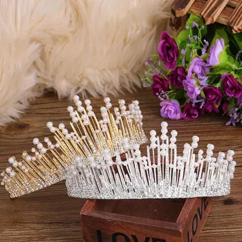 

Vintage Luxury Pearls Crystal Tiara Crown Princess Noiva Diadem Headdress Wedding Hair Accessories Bridal Jewelry Head Band JL