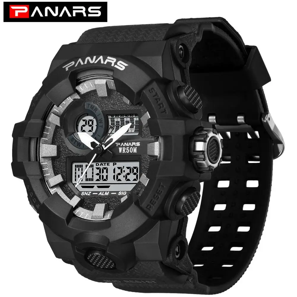 PANARS G style Shock Military Watch Men's Digital Watch Outdoor Multi-function Waterproof Sports Watch Relojes Hombre - Цвет: Черный