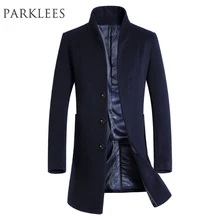 Толстое шерстяное пальто для мужчин зимнее Брендовое шерстяное кашемировое пальто для мужчин приталенное Мужское пальто модное манто Мужское пальто черное