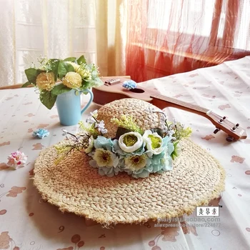 

garland campaigners Raffia straw hat large beach hat women floppy wide brim female sun-shading straw hat sun beach ha
