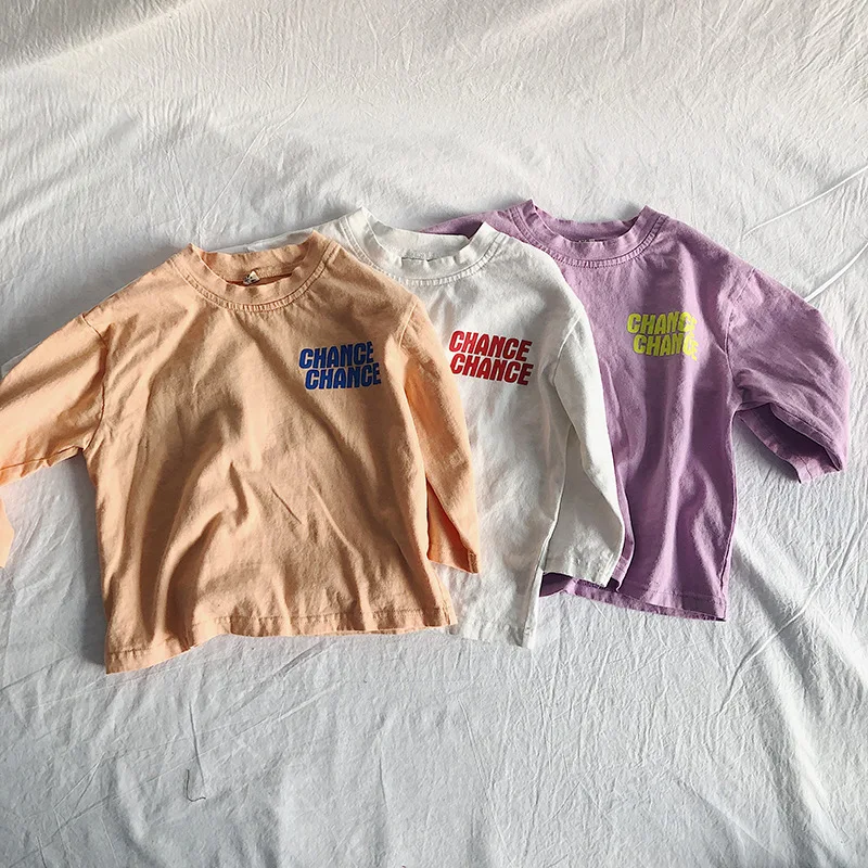 

2019 Autumn New Baby T-shirt for Boys Letter Print Long Sleeve Tee Shirts Kids Toddler Girls T-Shirts Children Casual Tops