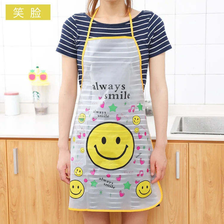 Kitchen Household Cleaning Apron Cartoon Smile Face Waterproof Sleeveless Bib