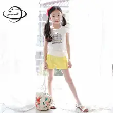 YAUAMDB/Детские шорты; коллекция года; летние От 5 до 15 лет; хлопковые короткие штаны для девочек; однотонная эластичная свободная повседневная детская одежда; y35