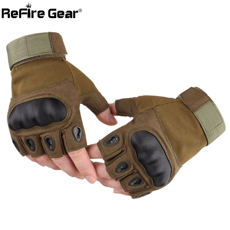 Перчатки ReFire Gear SWAT мужские боевые митенки без пальцев из углеродного волокна