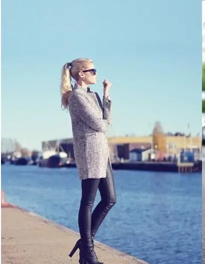 Дизайн весенне-зимний Тренч женский серый средней длины оверсайз теплая шерсть Европейская мода пальто s-xl