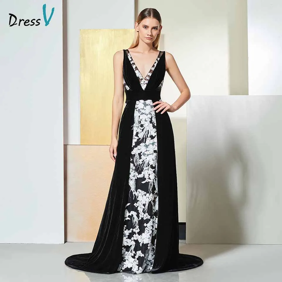 

Dressv elegant evening dress sleeveless lace a line backless court train wedding party formal dress trumpet evening dresses