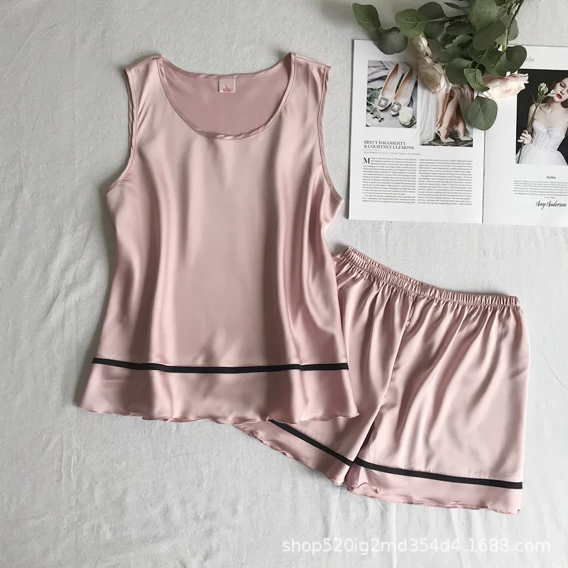 

2019 Solid Color Summer Women Pajamas Sets Short Sleeve Round Neck Ladies Sleepwear Suits Casual Homewear Female Pyjamas Clothes