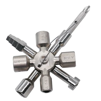 

10 In 1 Multifunction Electrician Plumber Utility Cross Switch Wrench Universal Square Triangle Key For Gas Train Bleed Radiator