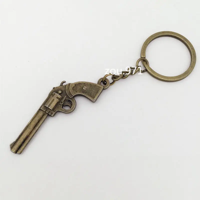 

1Pcs Bronze Gun KeyChains Ring Weapon Model Metal Key Chain Pendant