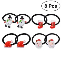8 шт. рождественские галстуки для волос, изящные милые галстуки на резинке, держатели для волос, веревки, аксессуары для волос для маленьких девочек