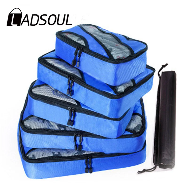 

LADSOUL Travel Bag Packing 5PCS/Set Portable Oxford Cloth Travel Mesh Bag Luggage Organizer Packing Cube Organiser Travel Bag