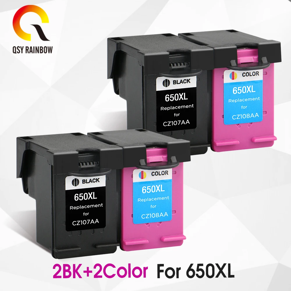 

CMYK SUPPLIES 2sets 650XL Refilled Ink Cartridge Replacement for HP 650 XL for HP Deskjet 1015 2545 2645 3515 3545 4515 4645