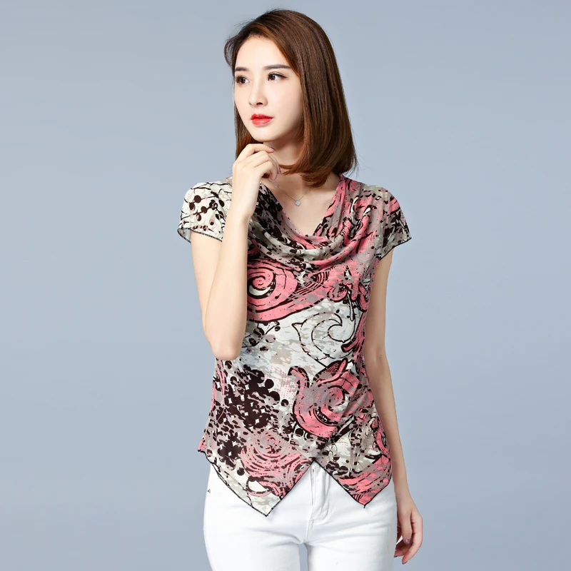 Женская шифоновая блузка с коротким рукавом размеры до 5xl|shirt white|sleeve shirtblusa shirt |