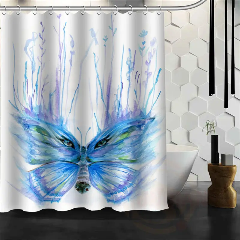 Новые Пользовательские волшебные бабочки классическая домашняя установка украшения ванной занавески для душа с высоким качеством печати - Цвет: Белый