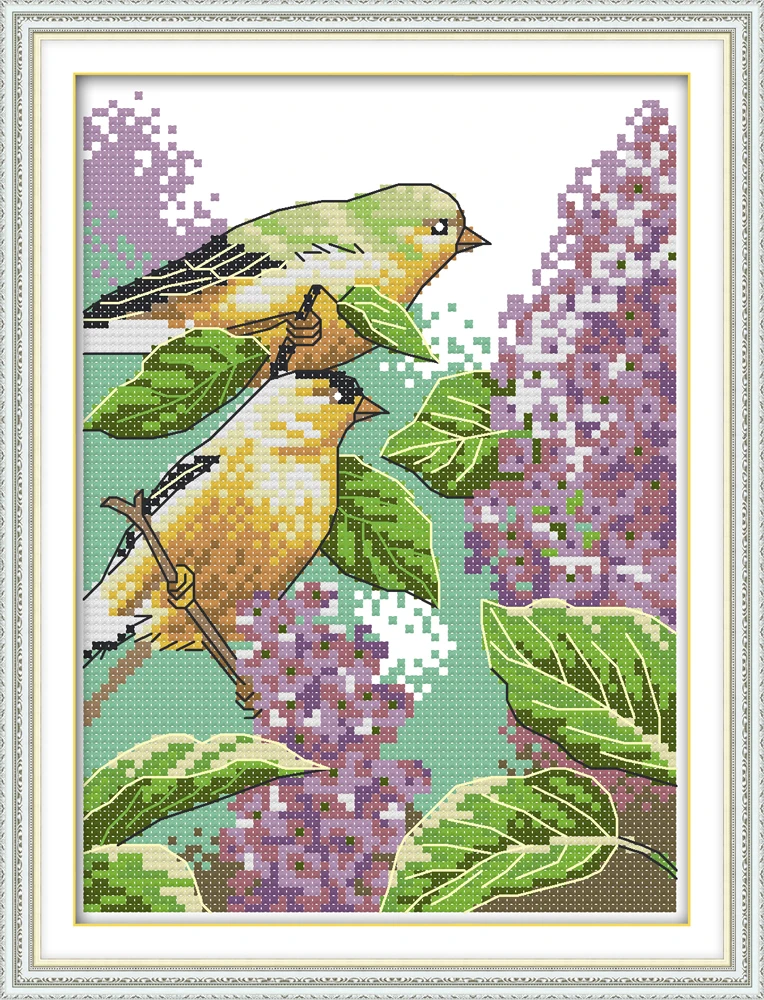 Two little birds 2 cross stitch kit aida 14ct 11ct count print canvas stitches embroidery DIY handmade needlework | Дом и сад