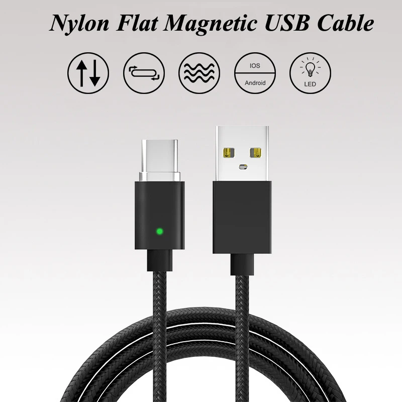 المغناطيسي USB نوع C مايكرو الإضاءة كابل-3 في 1 كابل شحن سريع تهمة و مزامنة بيانات ل iphone, باد برو ، سامسونج غالاكسي