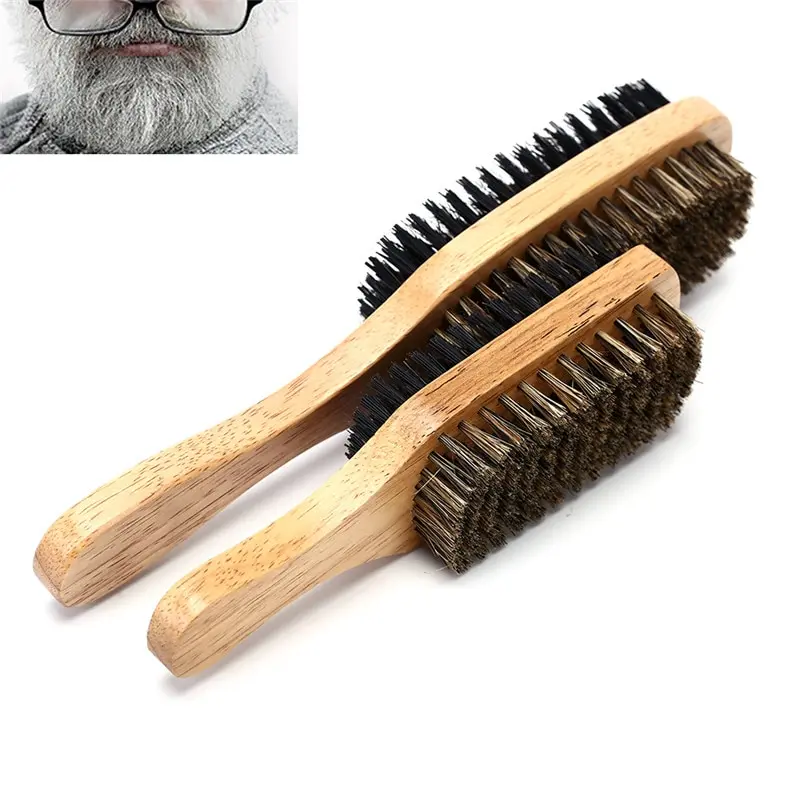Двусторонняя лица щетка для волос мужское лицо сообщение помазок инструмент деревянной ручкой Для мужчин Борода кисть Для мужчин кисть