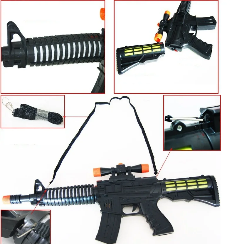 Электрический музыкальный люминесцентный симулятор, пластиковый Длинный пистолет, пистолет-пулемет, игрушки, светящийся игрушечный пистолет
