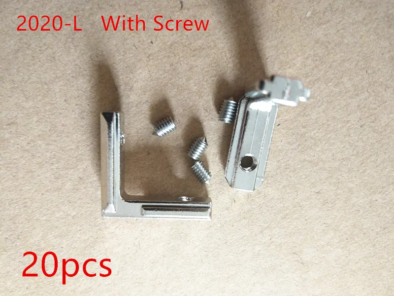 

20pcs T Slot L-Shape 2020 Aluminum Profile Interior Corner Connector Joint Bracket for 2020 Alu-profile with screw