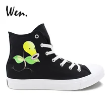 Вэнь дизайн пользовательские покемон аниме Bellsprout ручная роспись спортивная обувь высокие парусиновые скейтборд обувь кроссовки для мужчин и женщин