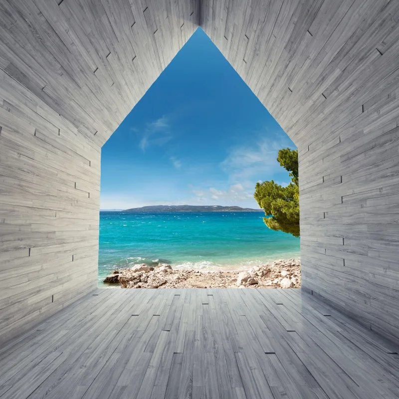 

Laeacco Tropical Seaside Wooden View House Interior Photo Backgrounds Customized Photography Backdrops Props For Photo Studio