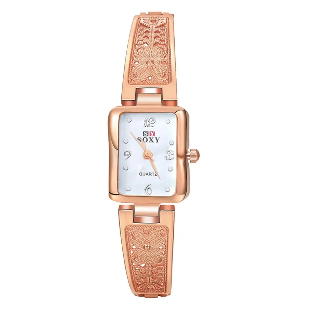 Новый женский квадратный циферблат аналоговый полая бабочка браслет кварцевые наручные часы в подарок