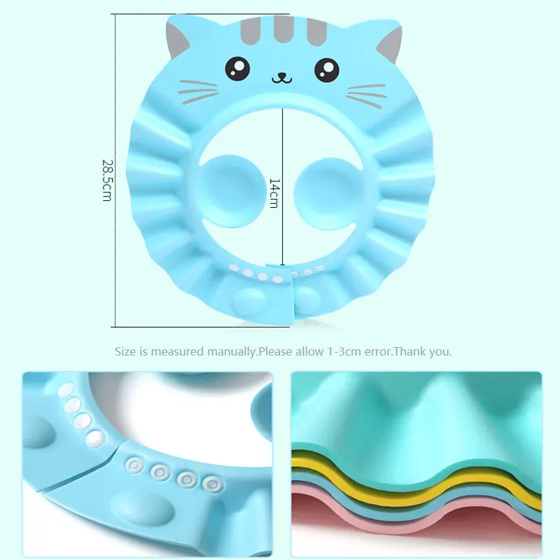 Детская шапочка для душа Herbabe, изменяемая для мытья волос, шапка для новорожденных, защита ушей для детей, шампунь, шапочка для душа