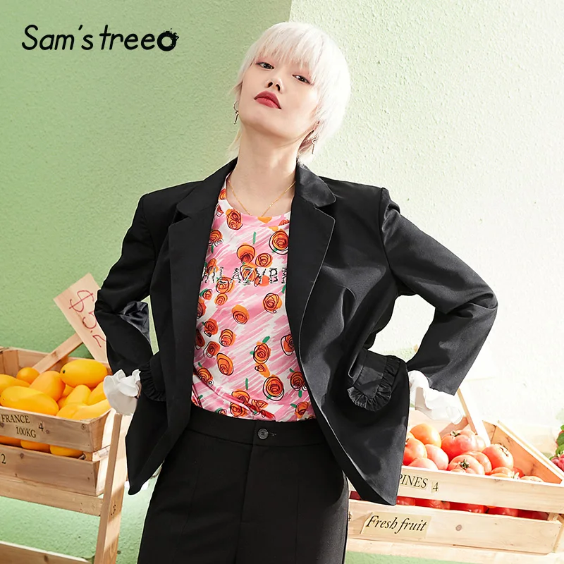 Sam's Tree стильный женский Блейзер модная женская уличная одежда больших размеров офисные женские топы с пышными рукавами Женский деловой блейзер с карманами