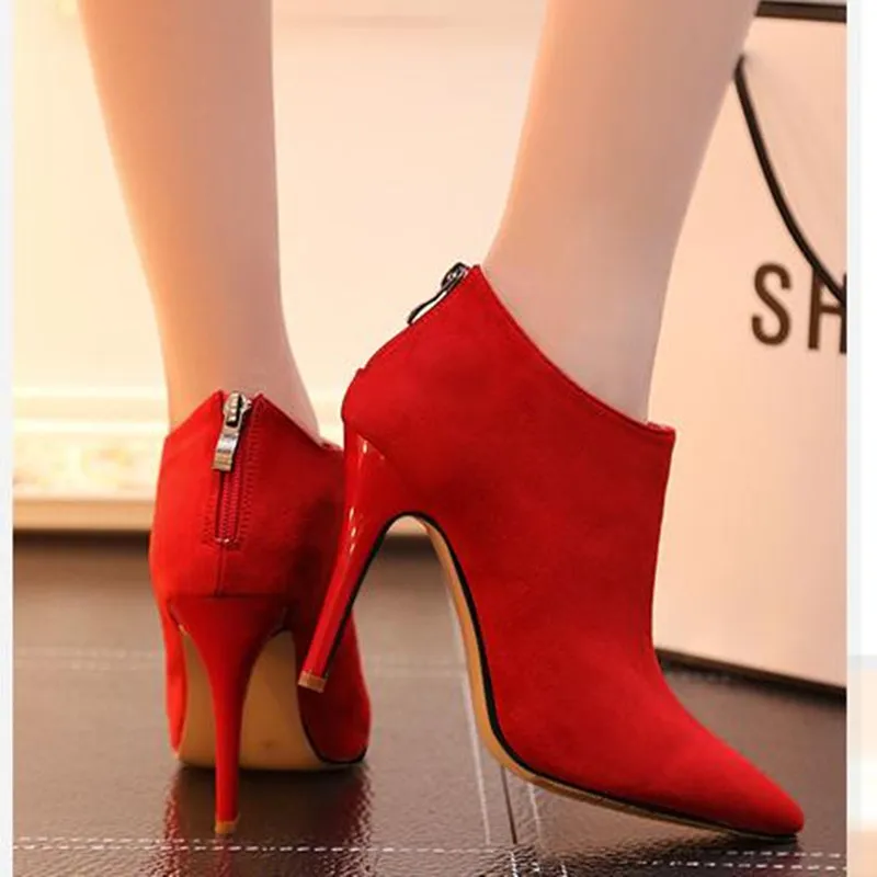 

Autumn and winter 2018 new pointed high-heeled ankle boots ladies stiletto bare boots Martin boots fashion women boots boty