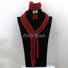 Красные хрустальные Африканские свадебные бусы ручной работы наборы свадебных ювелирных изделий женские бижутерия модный комплект ALJ009