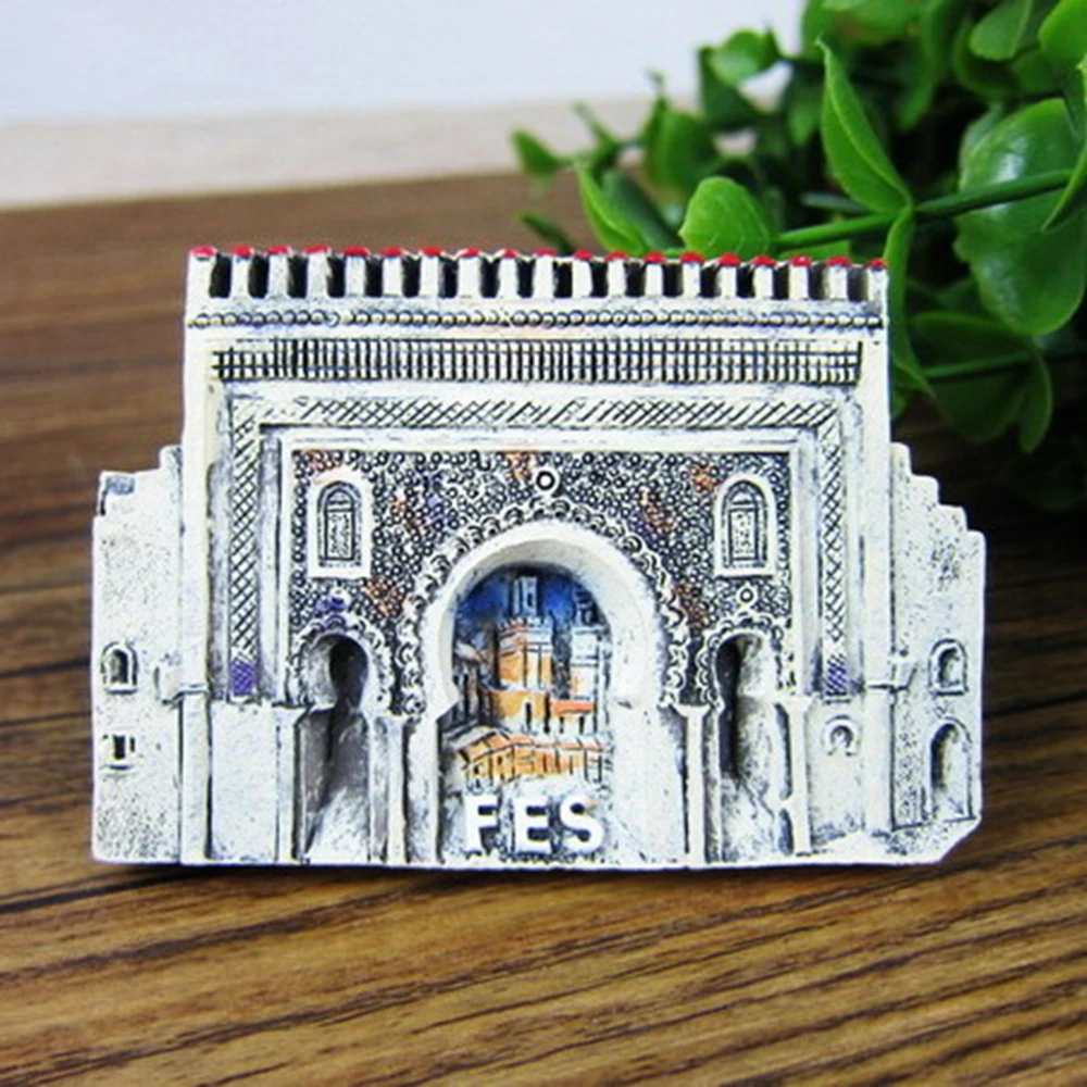 

Morocco Tourist Souvenir Fridge Magnets Fes City Gate 3D Resin Refrigerator Magnetic Stickers Home Decor Creative Decoration