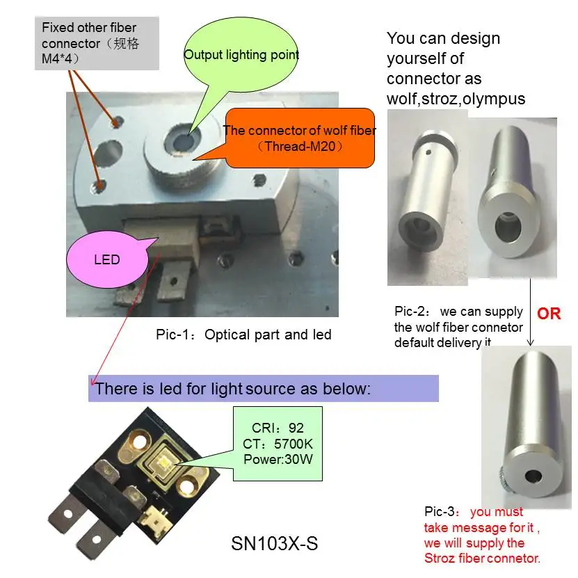 Fonte de Luz da Câmera Médica 30 w Led Módulo Alta Cri90 tc 5700 k Led Controlador Knob Sn2031h