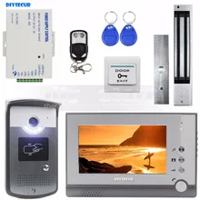 DIYSECUR Magnetic Lock 7 inch TFT Color Video Door Phone Visual Intercom Doorbell ID Unlocking RFID LED Night Vision Camera