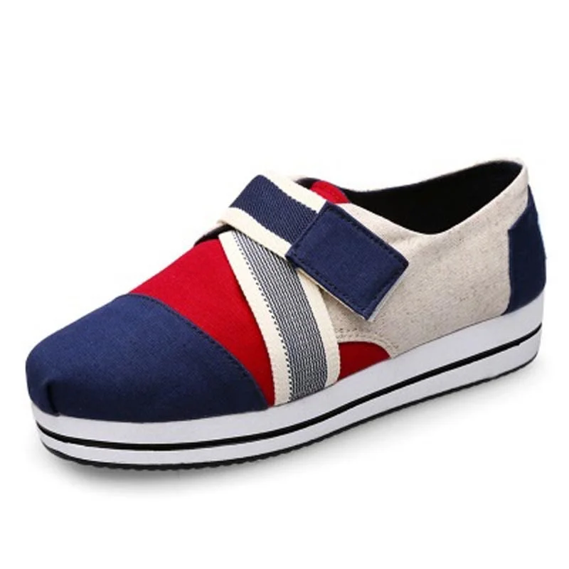 

2017 Loafers Canvas Mixed colors Women Flats creepers platform Shoes Woman Leisure espadrilles Chaussure Femme Zapatos Mujer