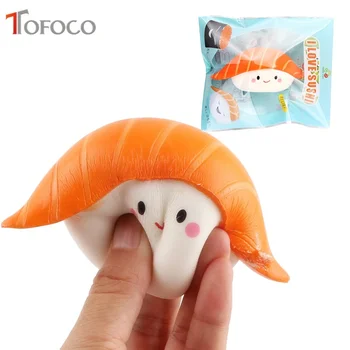 

TOFOCO New Cute Kawaii Soft Squishy Salmon Sushi Squishy Food Slow Rising Squeeze Toy Collection Cure Gift For Kids Adults