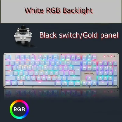 KANANIC 104 ключ RGB подсветка USB Проводная эргономичная Механическая игровая клавиатура плавающие клавиши, пластина из алюминиевого сплава - Цвет: Золотой