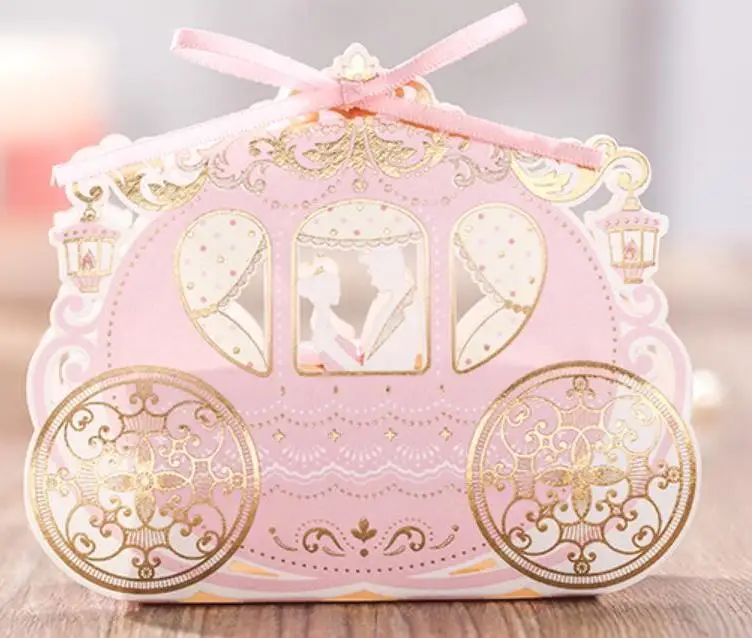 

Princess carriage wedding marriage party favor candy chocolate bomboniere box, bomboniere sweets dragee gifts packaging,100pcs