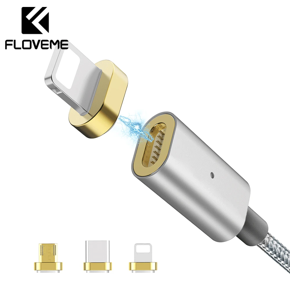 

FLOVEME 3 in 1 Magnetic Cable Micro USB Type-C Lighting Charging Fast Magnet Charger Cabos Cable For iPhone Samsung Xiaomi USB-C