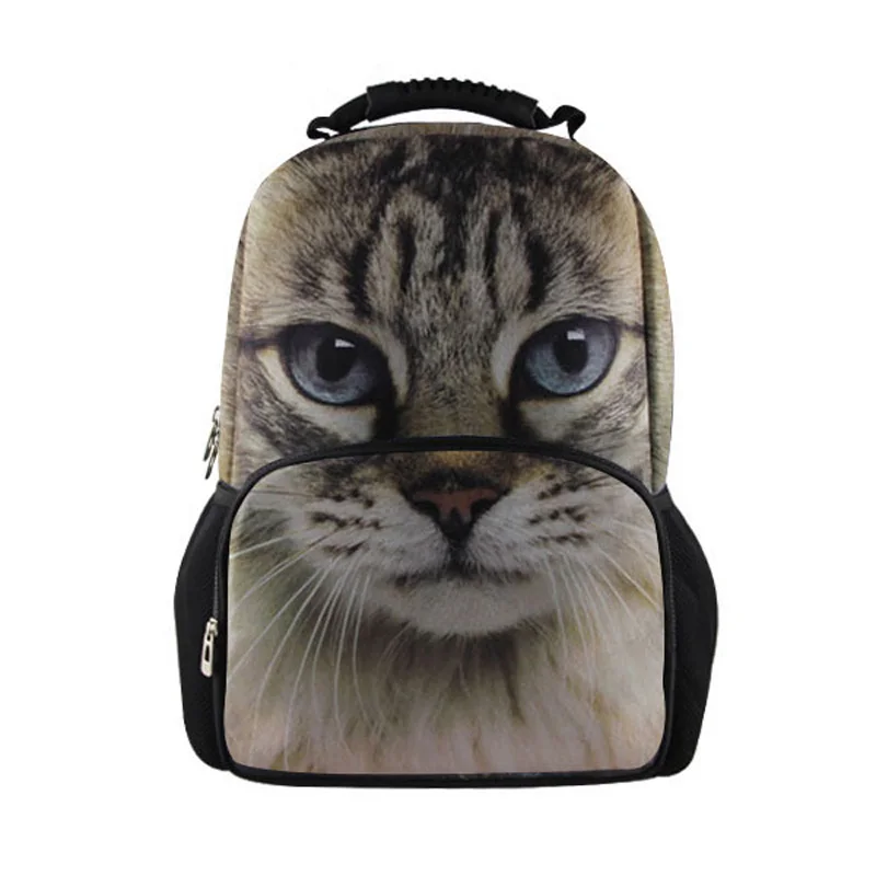 Милые 3D животные кошка печать детские школьные сумки для девочек-подростков повседневная детская Сова школьный рюкзак женская книга сумка