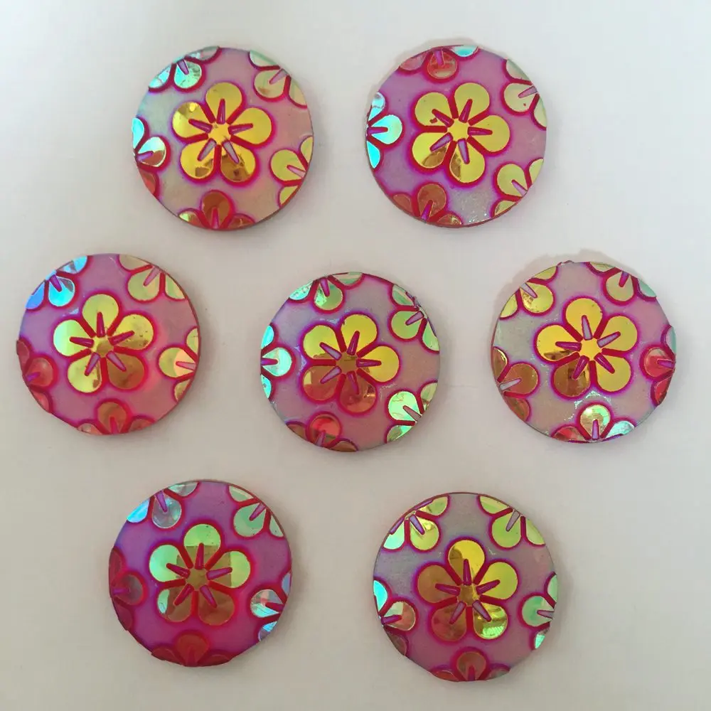 DIY 10개 20mm AB 라운드 수지 꽃 플랫백 웨딩 버튼 diy 공예 K05