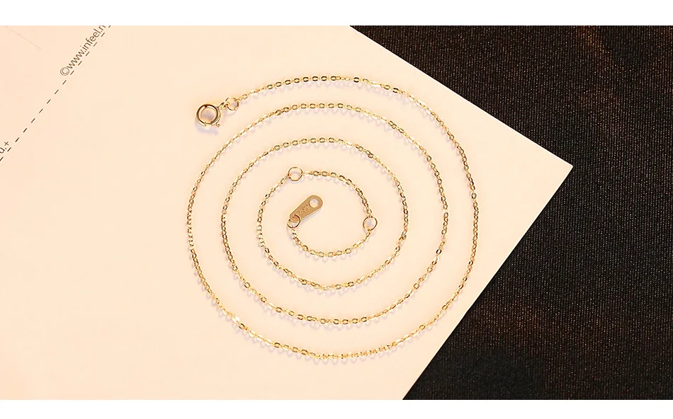 Высокое качество Настоящее 14 к желтое золото ожерелье s 45 см простая классическая простая цепочка ожерелье для женщин ювелирные изделия
